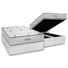 Conjunto Box Baú King Colchão Espuma Ortobom D45 Highfoam + Base Crc Courano White (186x198)