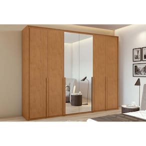 Guarda Roupa Casal 6 Portas (1 C- Espelho) E 6 Gavetas Imperatore Amêndoa