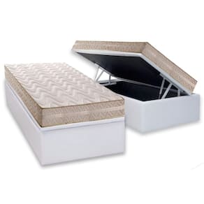 Conjunto Box Baú Solteiro: Colchão Espuma Paropas D28 / Master AG80 Clean Double Face 17 + Base CRC Courano White (88x188)