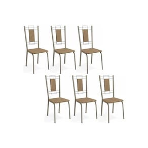 Cadeira Sala De Jantar Florença 2c005nk Aço Kit 6 Un Niquel - Capuccino - Kappesberg