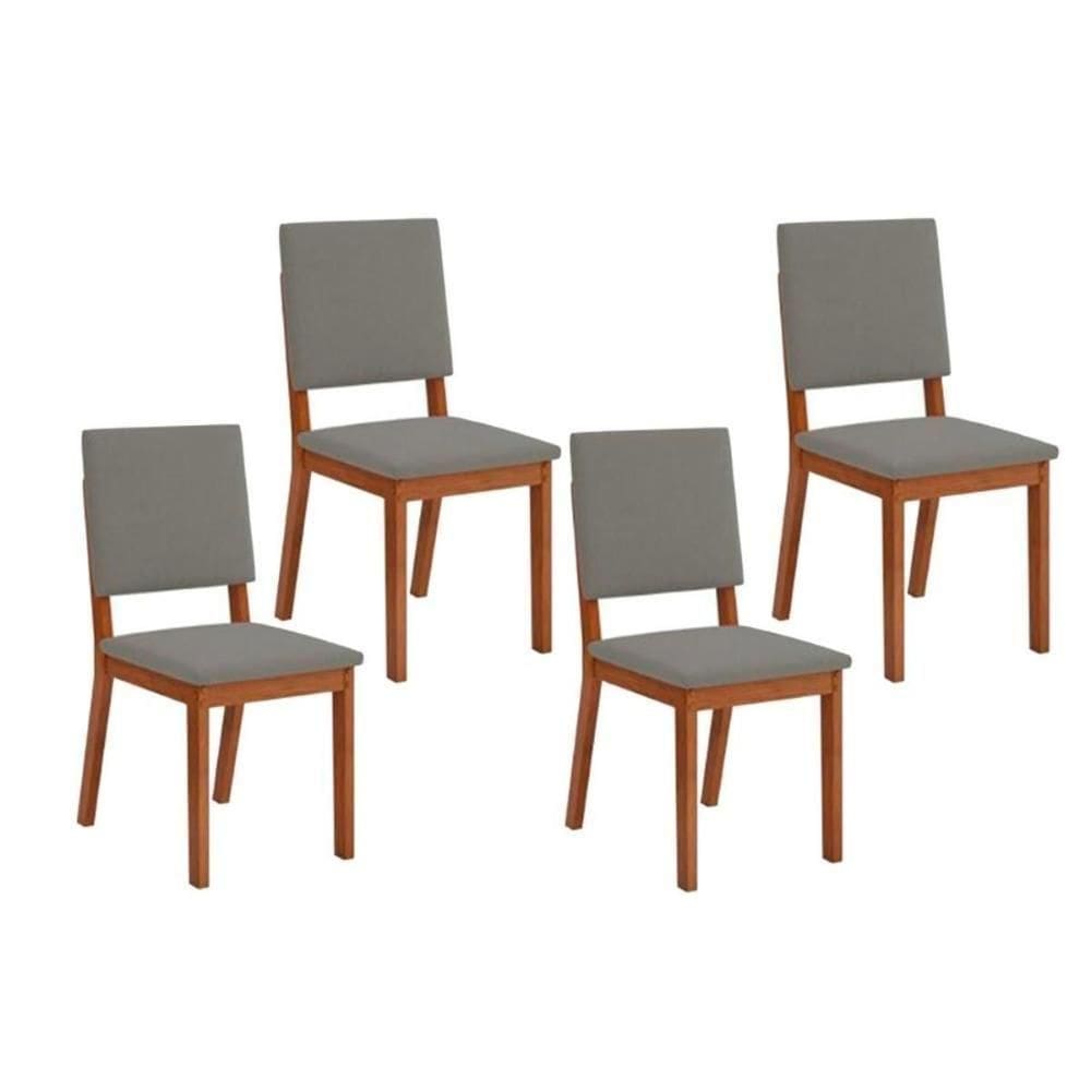 Cadeira Sala De Jantar Talia Kit 4 Un Freijó-suede Lunar - Dj Móveis