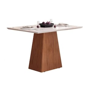 Mesa De Sala Jantar Dulce C- Tampo Madeirado Vidro Reto 120x90cm Freijó-off White - Dj Móveis