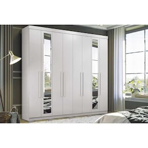 Guarda Roupa 8 Portas (2 C- Espelho) E 4 Gavetas C- Pés Master New 8.4 Branco
