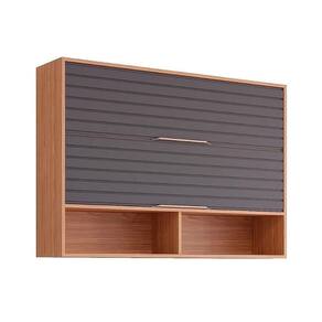 Armário Aéreo Para Cozinha Esplendida Com 2 Portas Basculantes 120cm Freijo-titanium - Mgm