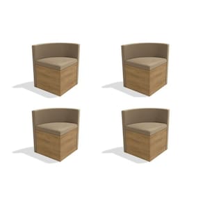 Kit 4 Cadeiras Sala Jantar 4cad800 4 Un Freijó - Assento-encosto Suede Bege Geométric - Kappesberg