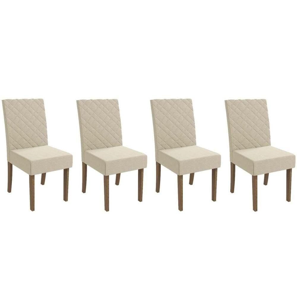 Cadeira Sala De Jantar 2cad133ng Kit 4 Un Nogueira-linho Bege A019 - Kappesberg