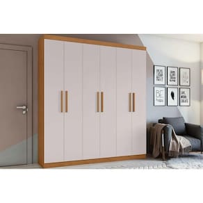 Guarda Roupa Casal 6 Portas E 3 Gavetas Jazz Amêndoa-off White