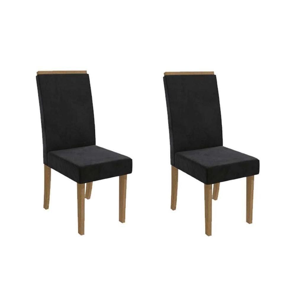Kit 2 Cadeiras De Cozinha 2cad142fr Freijo-suede Preto - Kappesberg