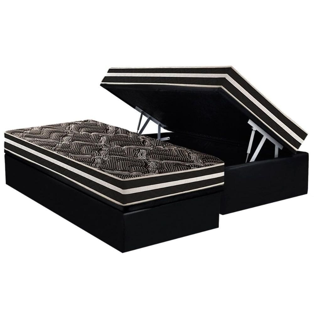 Conjunto Box Baú Solteiro: Colchão Espuma Paropas D28 / Master AG80 Black Double Face 17 + Base CRC Suede Black (88x188)