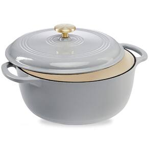 Forno holandês Best Choice Products 7,5 L de esmalte, ferro fundido, cinza francês