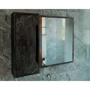 Espelheira de Banheiro BN3645 80x60cm Mármore Lunar - Tecno Mobili
