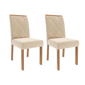 Kit 2 Cadeiras Sala Jantar Fernanda Wood 2 Un Madeirado-suede Nude Bege - Cimol