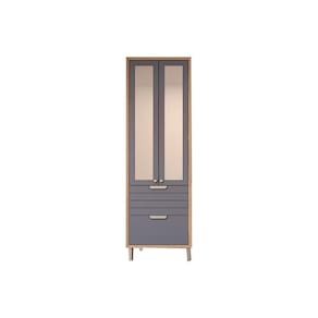 Cristaleira De Cozinha Eloise C- 3 Portas (2 C- Vidro Reflecta E 1 Basculante) E 1 Gaveta 70m Freijo-titanium - Mgm