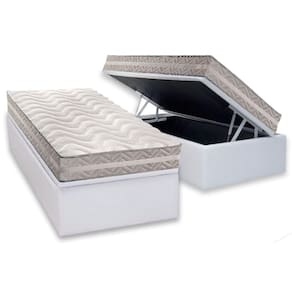 Conjunto Box Baú Solteiro: Colchão Espuma Paropas D28 / Master AG80 Prata Double Face 17 + Base CRC Courano White (88x188)
