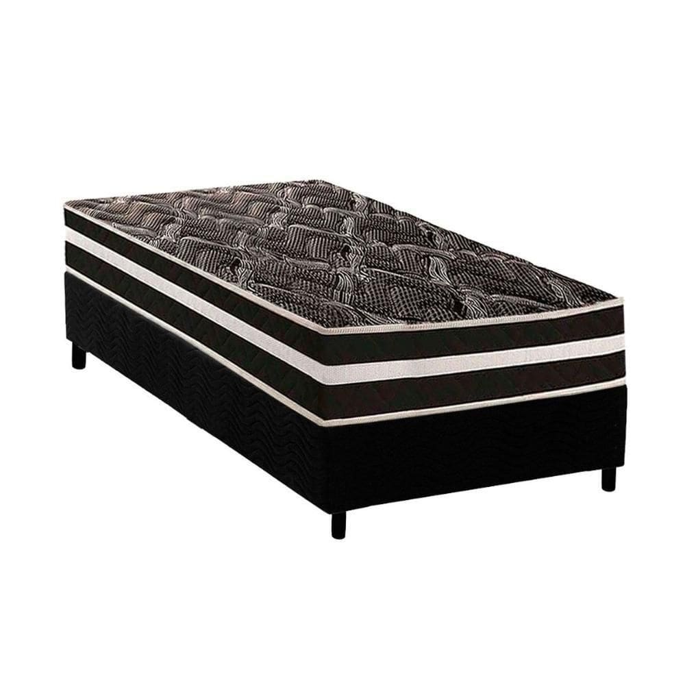 Conjunto Box Solteiro Colchão Anatômico Paropas D28 Master Ag80 Black Double Face 25 + Base Crc Suede Black (88x188)