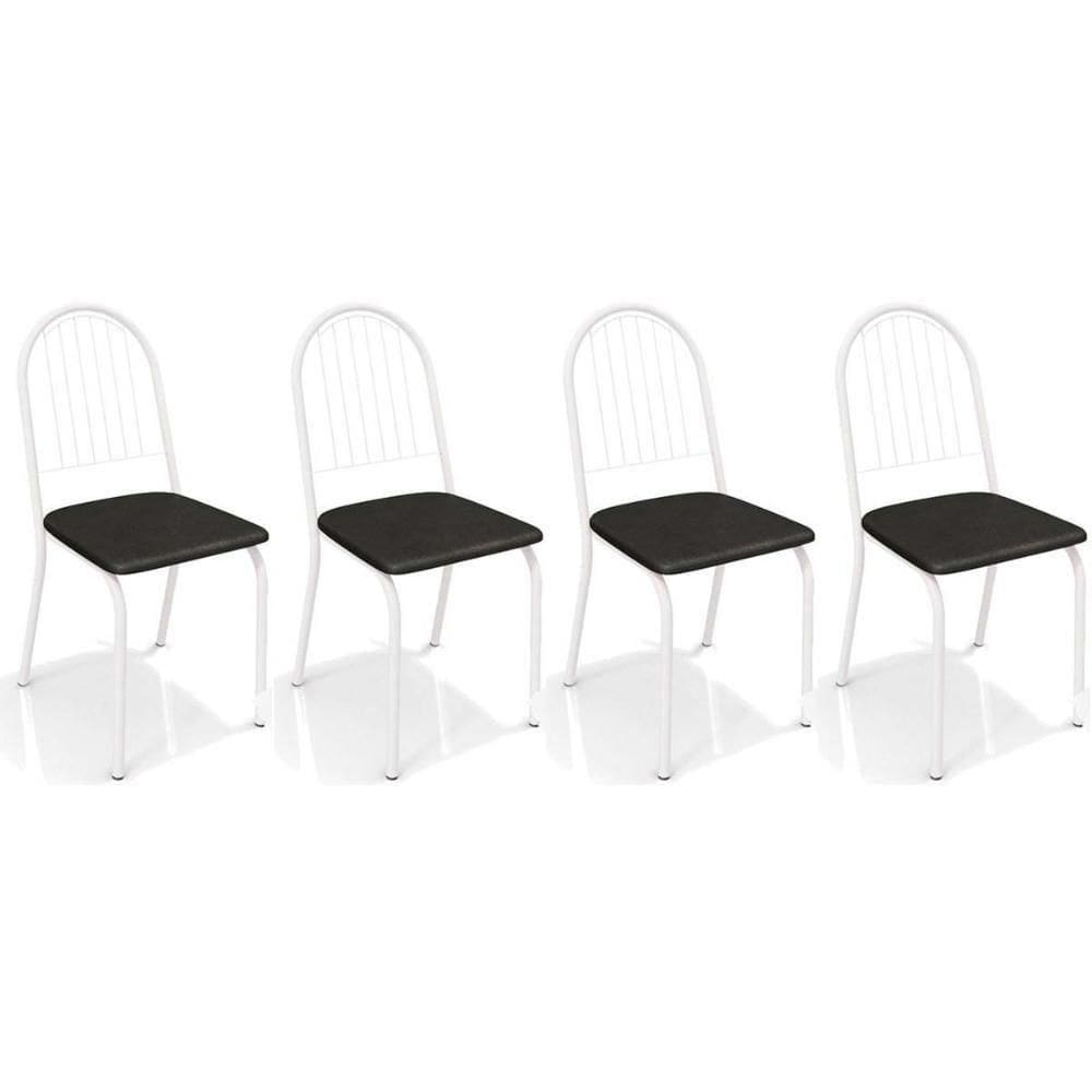 Cadeira Sala De Jantar Noruega 2c077 Kit 4 Un Branco Fosco-preto 110 - Kappesberg