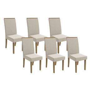 Cadeira Sala De Jantar 2cad142fr Kit 6 Un Freijó-linho Caqui A040 - Kappesberg