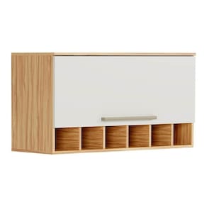 Armário De Geladeira P- Cozinha Nápoli Adeira Adega C- 1 Porta Basculante 80cm Amendoa-off White - Ronipa
