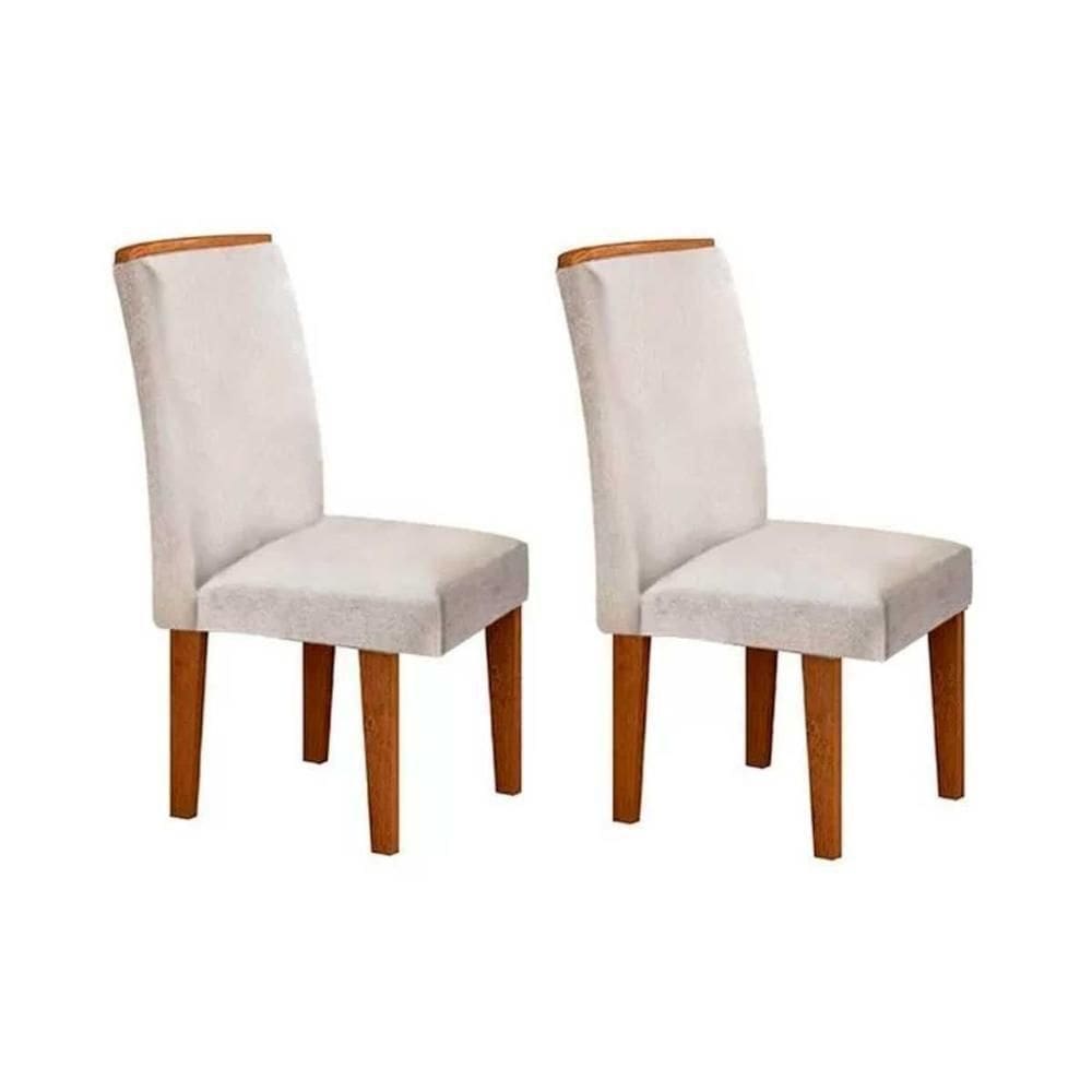 Kit 2 Cadeiras De Cozinha Lunara Imbuia-suede Creme - Rufato