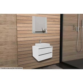 Armário c/ Balcão Banheiro Suspenso BN3607 Cuba BN3600 60cm e Espelho BN3610 Branco - Tecno Mobili