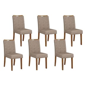 Cadeira Sala De Jantar Julia Kit 6 Un Freijó-suede Kraft - Dj Móveis