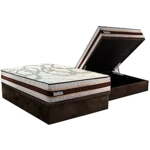Conjunto Box Baú Casal Colchão Espuma Paropas Resiste Double Face Ag D45 + Base Crc Suede Brown (138x188)