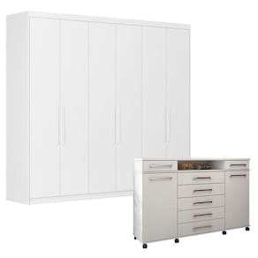 Cômoda London E Guarda Roupa Casal Venice 62780 Branco Brilho - Demóbile