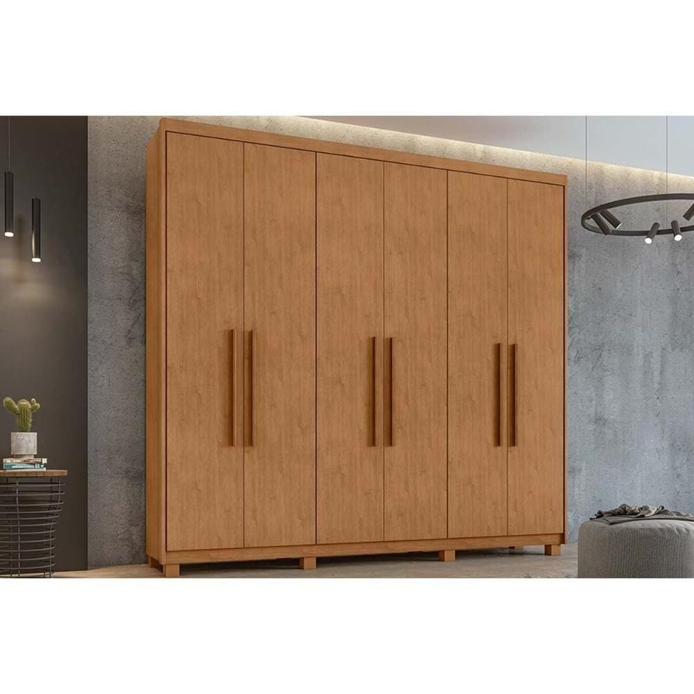 Guarda Roupa Casal 6 Portas E 5 Gavetas C- Pés áries Amêndoa