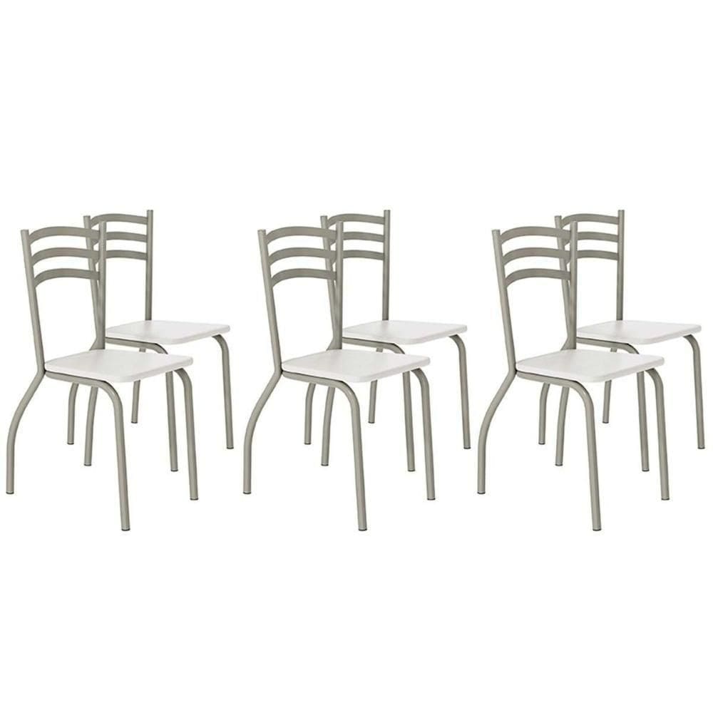Cadeira Sala De Jantar Portugal 2c007nk Aço Kit 6 Uni Niquel-branco 106 - Kappesberg