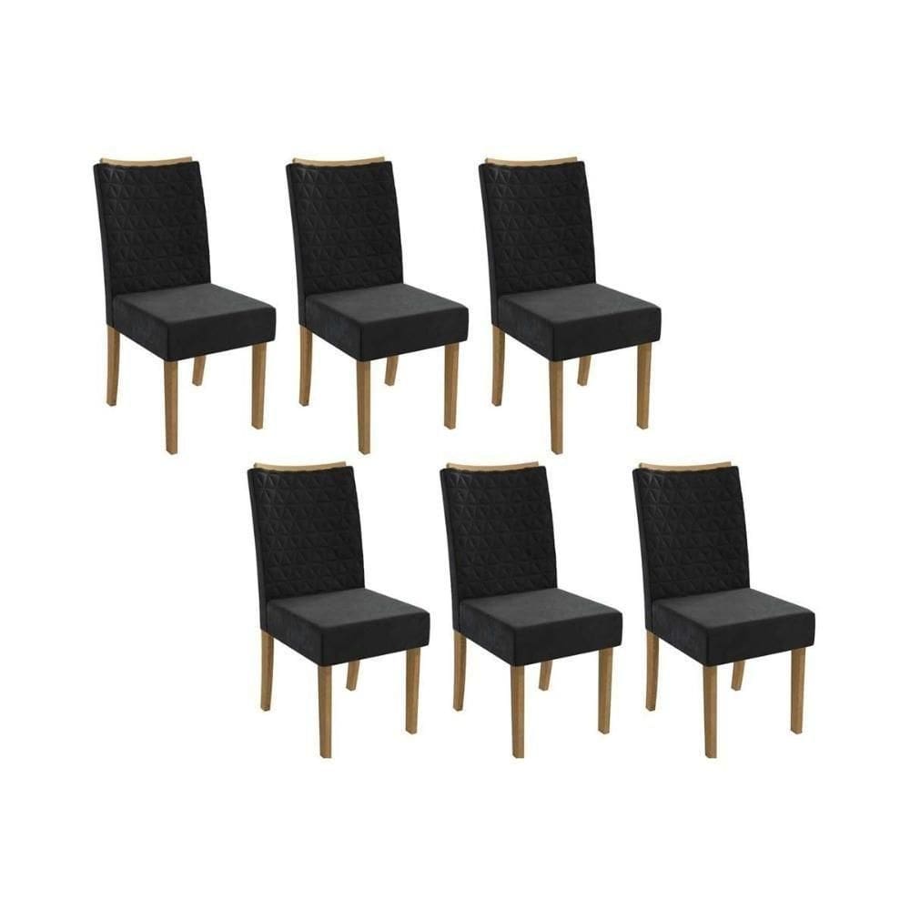 Cadeira Sala De Jantar 2cad129fr Kit 6 Un Freijo-suede Preto A038 - Kappesberg