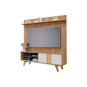 Home P/ Tv Até 70 Pol Paraty/trend Ripado 100% Mdf C/ 1 Porta 180x127cm Nature/off White - Permóbili