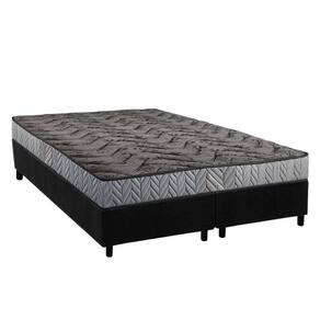 Conjunto Box King Colchão Espuma Paropas Compact Ag 65 D23 Royalle Rústico Prata + Base Crc Suede Black (193x203)
