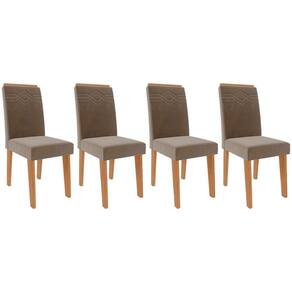 Cadeira Sala De Jantar Taís Kit 4 Un Nature-suede Joli Chocolate - Cimol