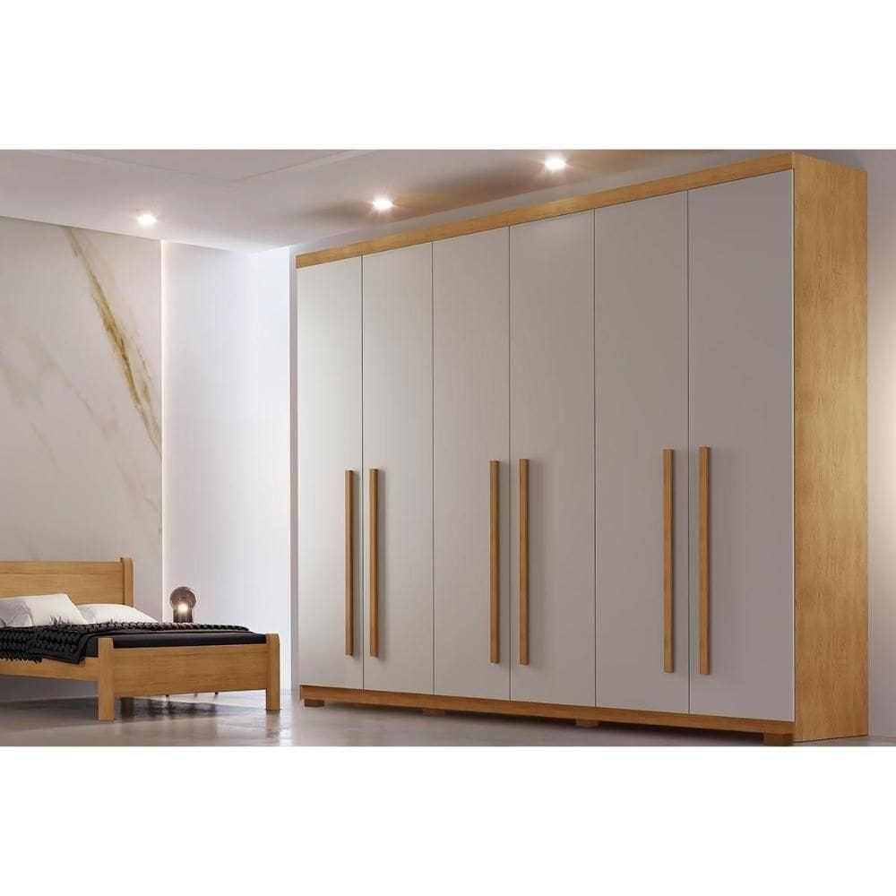 Guarda Roupa Casal 6 Portas E 4 Gavetas C- Pés Bahia Naturale-off White