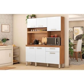 Kit De Cozinha Compacta álamo C- 6 Portas E 1 Gaveta 160cm Amendola-branco - Demóbile