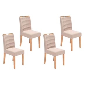 Cadeira Sala De Jantar Julia Kit 4 Un Cedro-suede Kraft - Dj Móveis