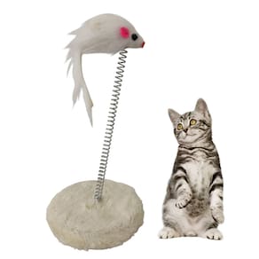 Arranhador Gato Pet Ratinho Guizo Mola Brinquedo Interativo Felino Pelucia Macio Entretenimento Diversao Lazer Animal de Estimaçao