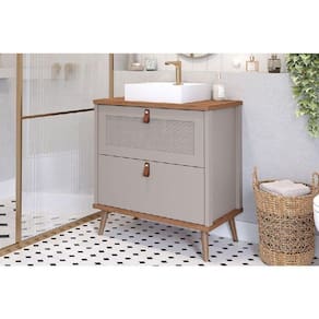Gabinete De Banheiro Balcão Vêneto 1 Porta E 1 Gaveta Com cuba 80cm Cappuccino-freijo - Mgm