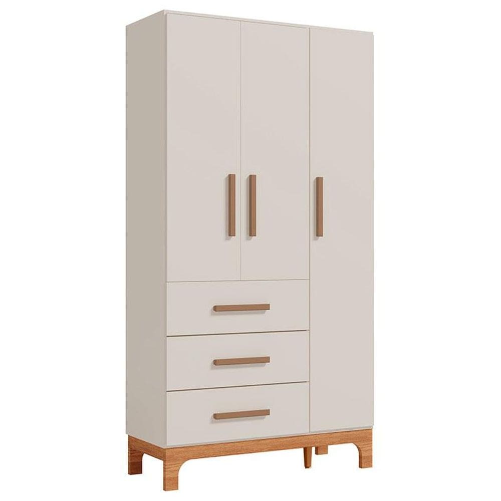Guarda Roupa Infantil Pega Pega 3 Portas Off White Caramelo - Canaã