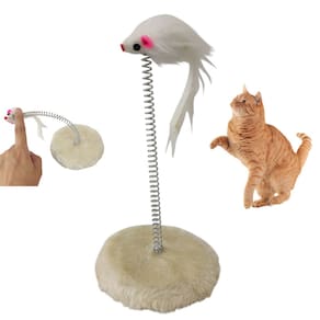 Arranhador Pet Gato Felino Ratinho Guizo Mola Brinquedo Interativo Animal de Estimaçao Pelucia Macio Diversao Lazer Entretenimento