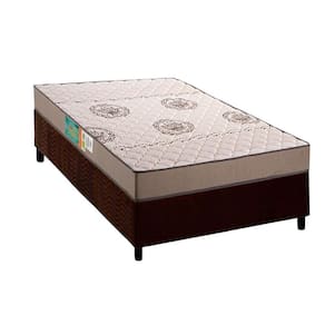 Conjunto Box Solteiro Colchão Espuma Polar D33 Pérola Clean + Base Crc Suede Brown (88x188)
