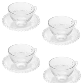 Conjunto 4 Xícaras De Chá Com Pires Pearl Wolff 180 Ml Transparente