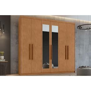 Guarda Roupa Casal 6 Portas (2 C- Espelho) E 5 Gavetas áries Amêndoa