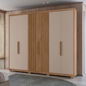 Guarda Roupa Casal Araguaia 6 Portas Carvalho Fendi Moval