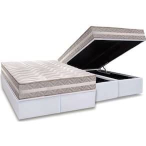Conjunto Box Baú King Colchão Espuma Paropas D33 D45- Pro Sono Double Face Prata + Base Crc Courano White (193x203)