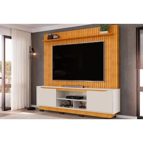 Home P/ Tv Até 70 Polegadas Enzo C/ Prateleira Nichos E Pés 200x188cm Cedro/bali - Dj Móveis
