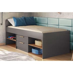 Cama Multifuncional Juvenil New Conect C- 2 Gavetas Grafite-jatobá - Santos Andirá