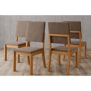 Kit 4 Cadeiras De Cozinha Milla Nature-suede Marrom Amendoa - Henn