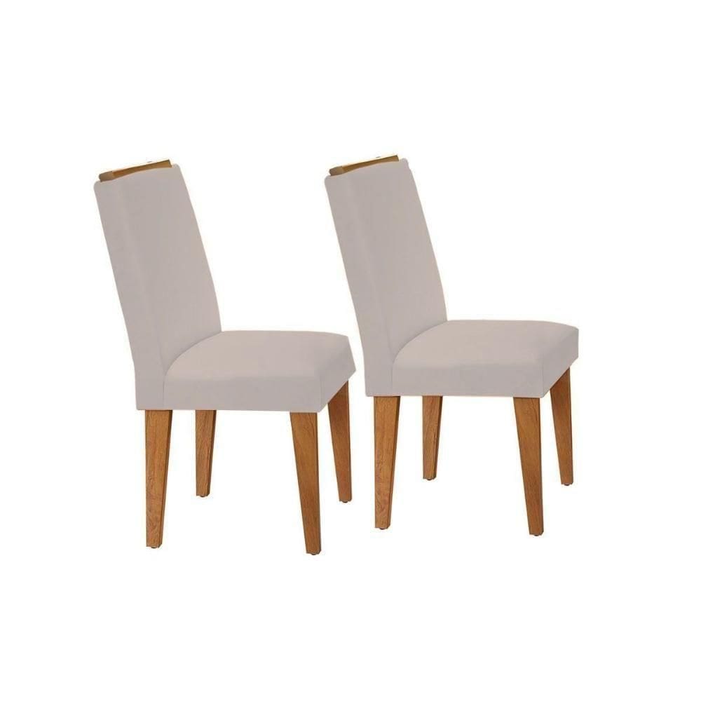 Kit 2 Cadeiras De Cozinha Lunara Imbuia-capuccino-suede Creme - Rufato
