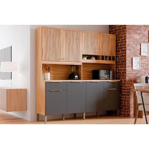 Cozinha Compacta Kit Concord C- 8 Portas E 2 Gavetas 200x206cm Amendoa-grafite - Ronipa
